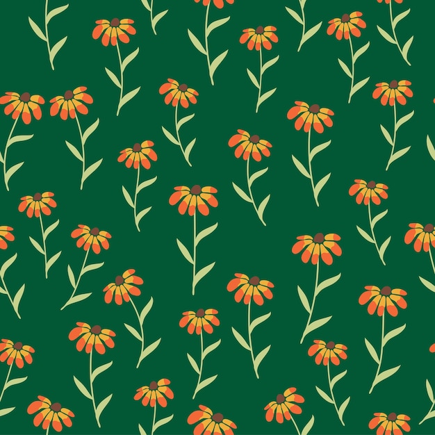Vector rudbeckia contrast floral summer background seamless pattern for textile wrapping paper