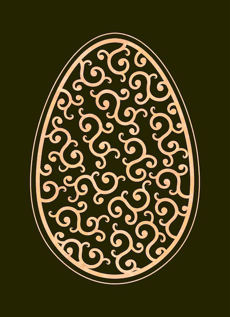 Ruffled silhouette of an Easter egg with a pattern in retro beige color design element