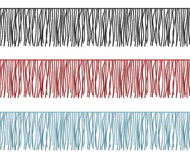 Vector ruffles edge, pony naadloze rijen vector kleding component. illustratie van borstelgrens met kwast en versiering