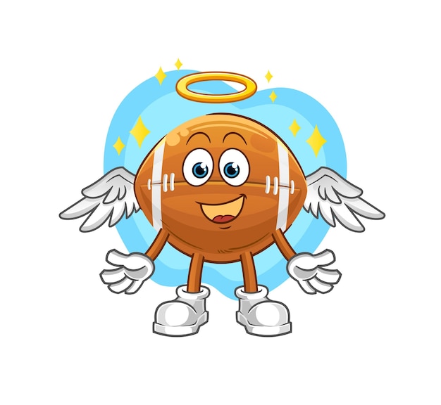 Rugby ball angel with wings vector cartoon character