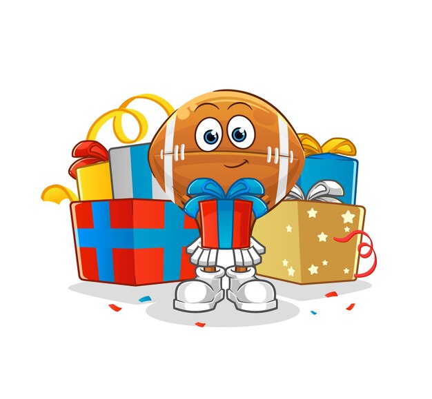 Rugby ball give gifts mascot cartoon vector