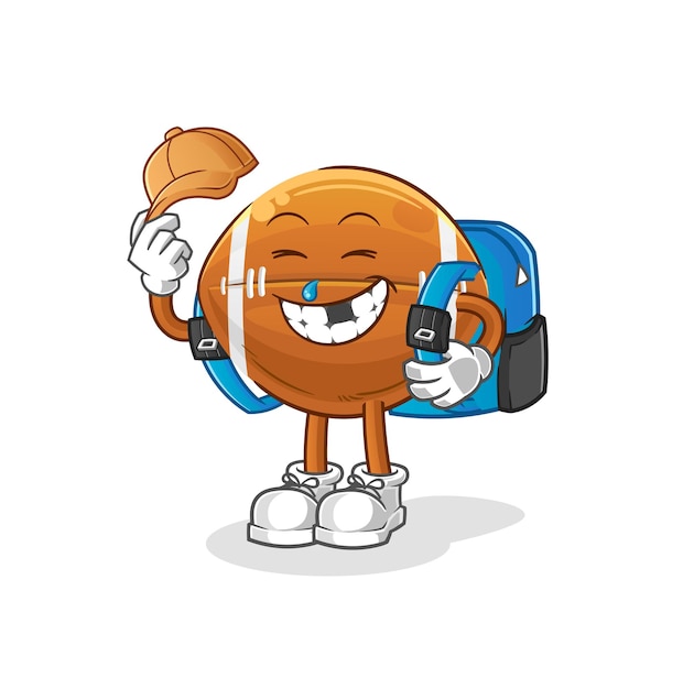 Rugby ball goes to school vector. cartoon character