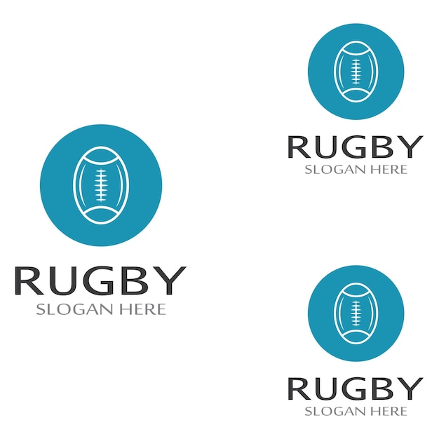 Логотип мяча для регби Использование концепции дизайна шаблона векторной иллюстрации Может использоваться для спортивных логотипов и логотипа команды