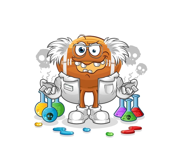 Rugby ball mad scientist illustration character vector