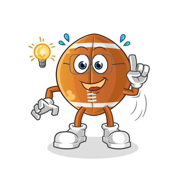 Rugby ball mascot got an idea illustration