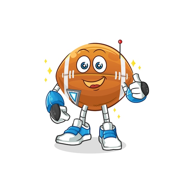 rugby ball robot character. cartoon mascot vector