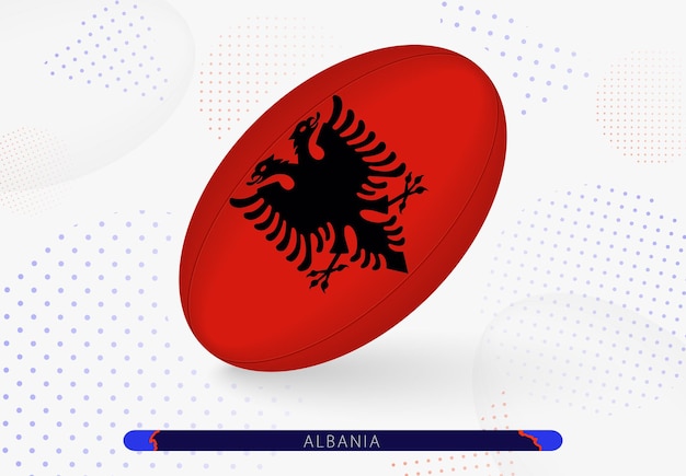 Pallone da rugby con sopra la bandiera dell'albania attrezzatura per la squadra di rugby dell'albania