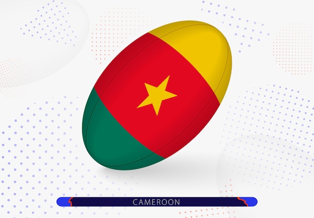 Rugby ball with the flag of Cameroon on it Equipment for rugby team of Cameroon