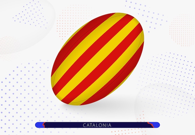 Rugby ball with the flag of Catalonia on it Equipment for rugby team of Catalonia