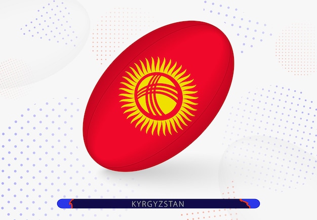 Rugby ball with the flag of Kyrgyzstan on it Equipment for rugby team of Kyrgyzstan