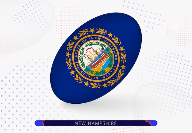 Rugby ball with the flag of New Hampshire on it Equipment for rugby team of New Hampshire