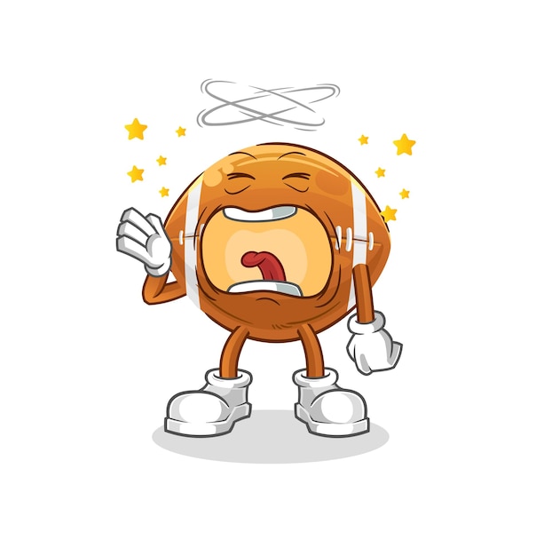 Rugby ball yawn character. cartoon mascot vector