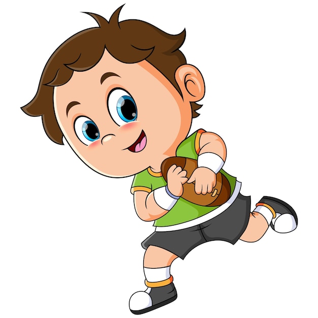 Rugby Clipart-boy leaps in the air to catch rugby ball clipart