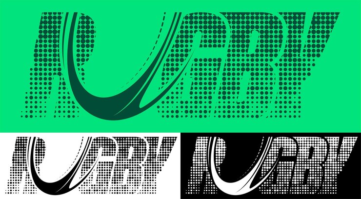 Vector rugby エンブレム スポーツ ゲーム rugby の名前の碑文スポーツ ba の形の文字 u のドットから