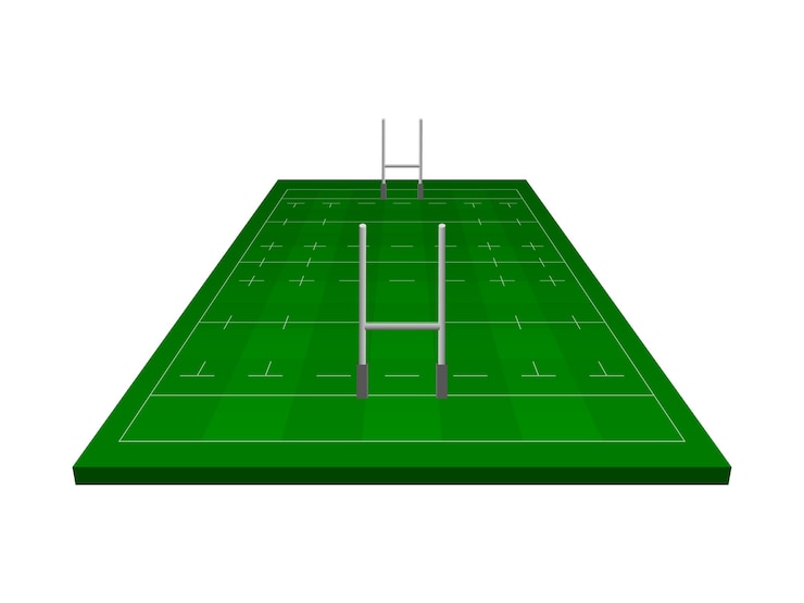 Vector rugby field with rugby gate.