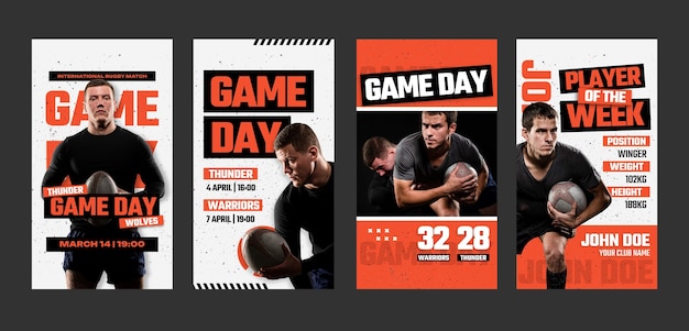 Vector rugby game instagram stories template