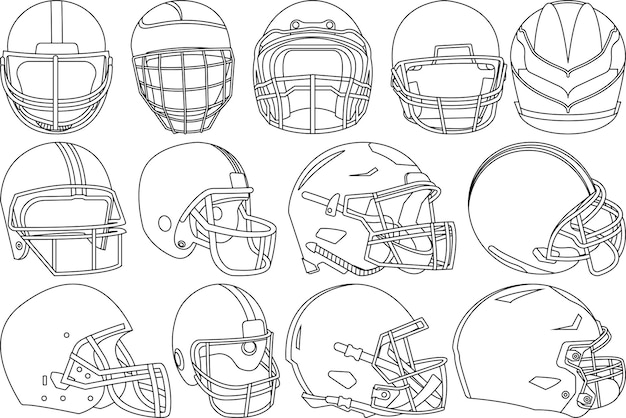 Vector rugby helmet outline bundle