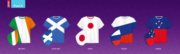 Rugby Jerseys met vlag van pool A Vector illustration