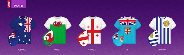 Rugby Jerseys met vlag van pool D Vectorillustratie