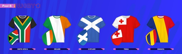 Rugby jerseys with flag of pool b