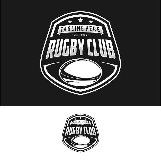 Modello vettoriale di design del logo del rugby emblema della squadra di rugby