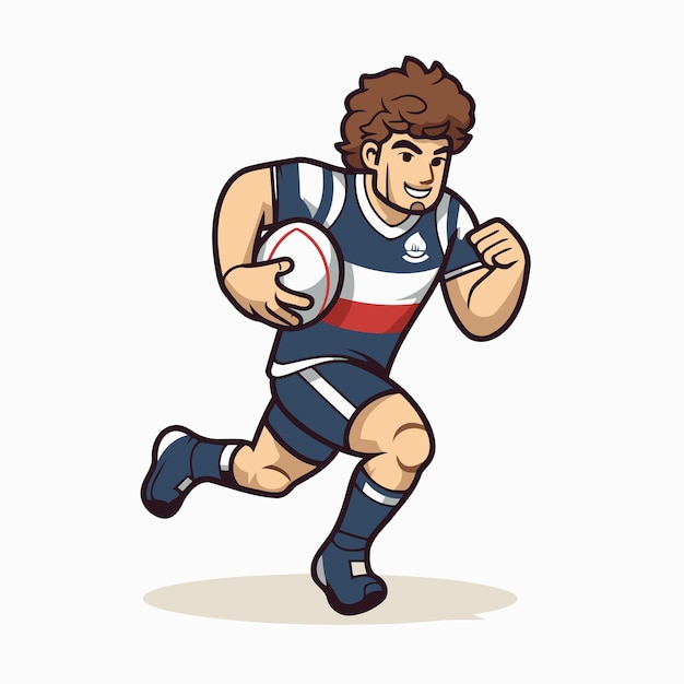 Rugby player running with ball Vector illustration on white background