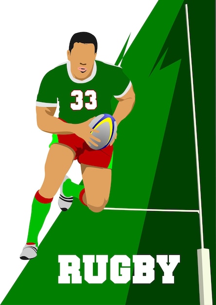 Illustrazione di vettore della siluetta del giocatore di rugby