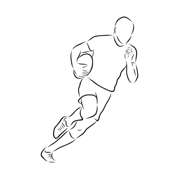 Rugby player vector illustration. Running man with ball in hands. Team sport