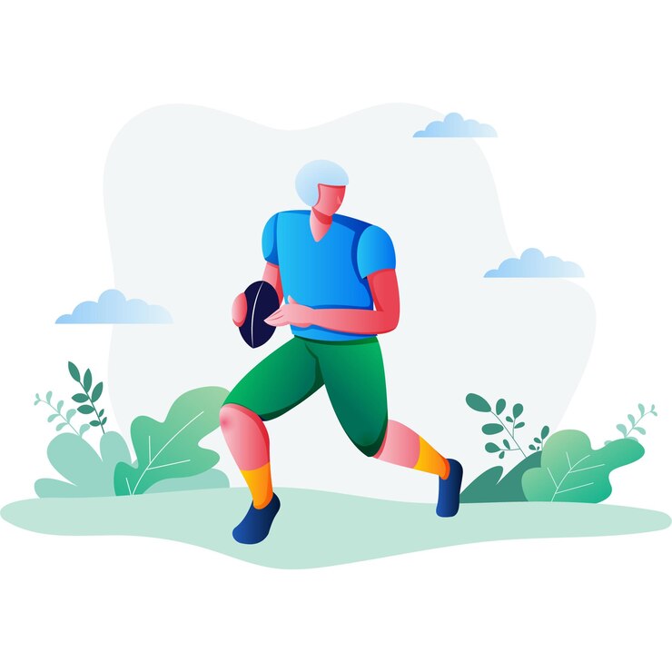 Vector rugby player vector illustration