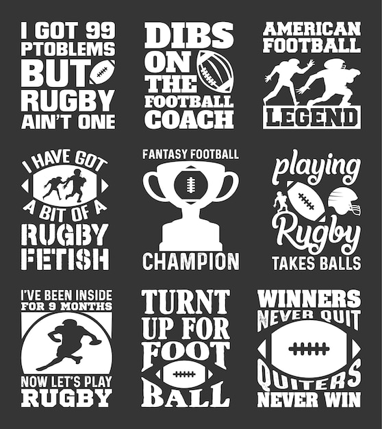 Rugby T shirt Design Bundel American Football shirt Vector Rugby T shirt design Collectie