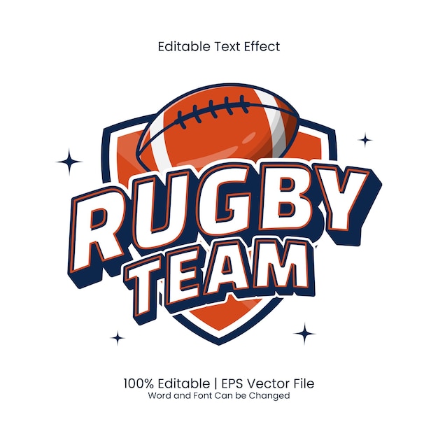 Rugby Team embleem logo aangepast teksteffect bewerkbaar
