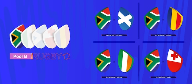 Rugby team van Zuid-Afrika alle wedstrijden icoon in pool A van internationaal rugby toernooi