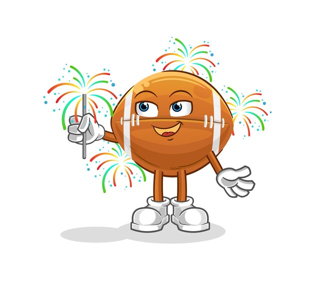 Rugbybal met vuurwerk mascotte cartoon vector