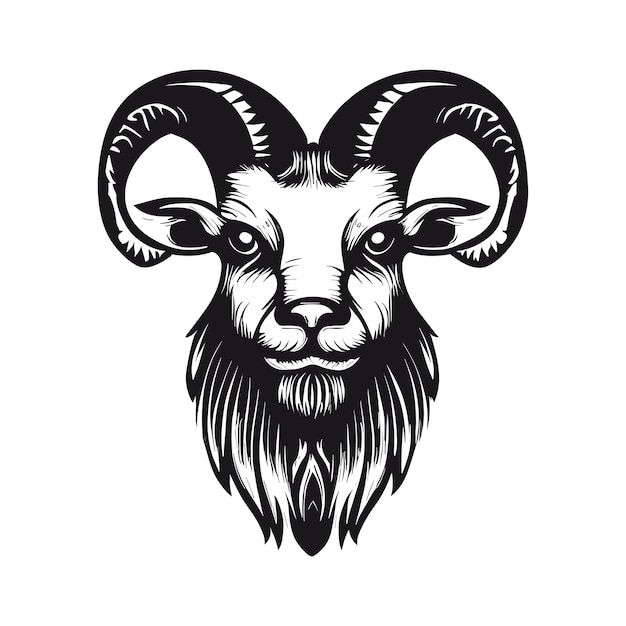 Rugged Goat Face Crest Strong Visual Identity