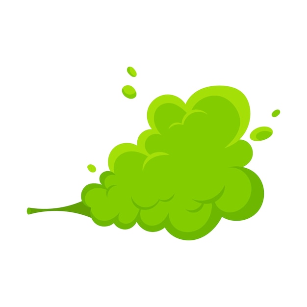 Ruikende groene cartoon rook of scheet wolken platte stijl ontwerp vector illustratie Slechte stank of giftig