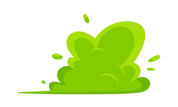 Ruikende groene cartoon rook of scheet wolken platte stijl ontwerp vector illustratie