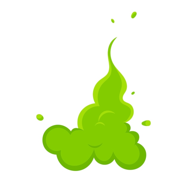 Ruikende groene cartoon rook of scheet wolken vlakke stijl ontwerp vectorillustratie Slechte stank of giftig