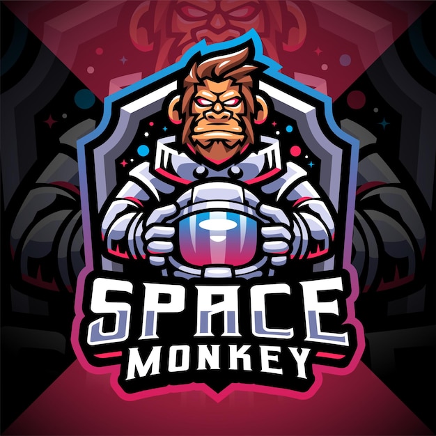 Ruimte aap esport mascotte logo ontwerp