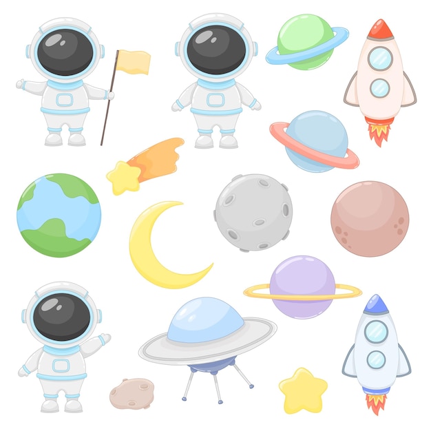 Ruimte en astronaut vector set