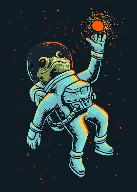 Ruimte kikker astronaut illustratie