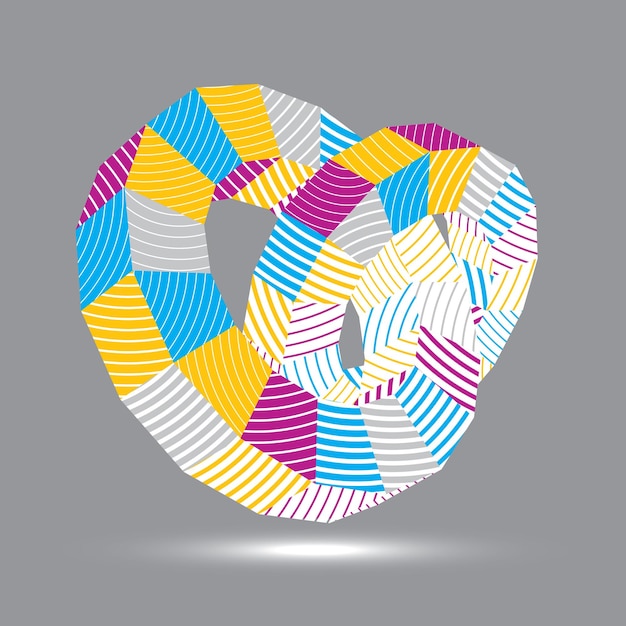 Ruimtelijke vector kleurrijke object geïsoleerd, 3D-technologie figuur met geometrische lijnen.