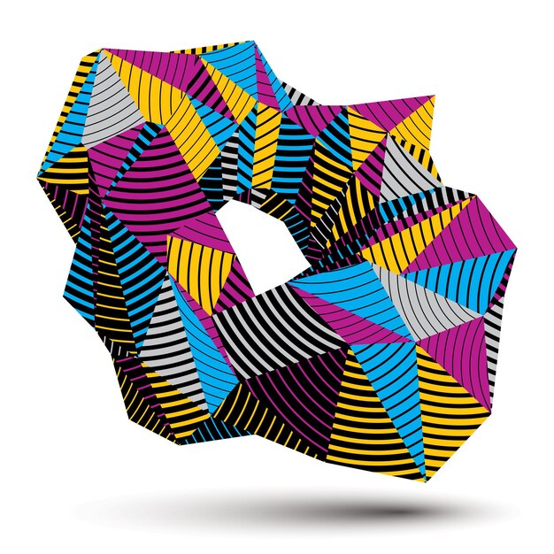 Ruimtelijke vector kleurrijke object geïsoleerd, 3D-technologie figuur met geometrische lijnen.
