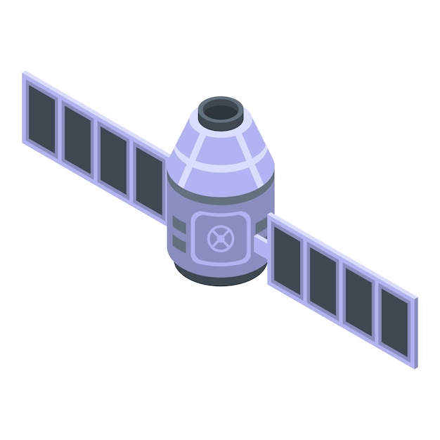 Ruimtesatellietpictogram Isometrisch van ruimtesatelliet vectorpictogram voor webontwerp dat op witte achtergrond wordt geïsoleerd