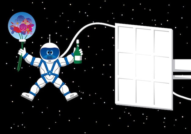 Ruimtevaarder met bloemenkaart