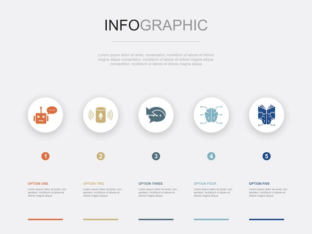 Ruimteverkenning raket ruimteschip astronaut planeet pictogrammen Infographic ontwerpsjabloon Creatief concept met 5 stappen