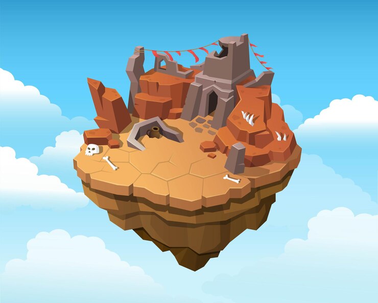 Vector ruined temple island