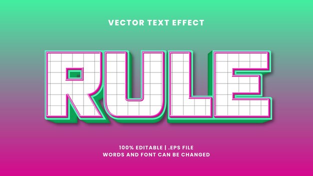 Vector rule simple modern 3d editable text effect