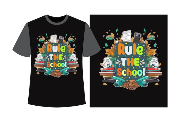 Vector rule the school terug naar school t-shirt ontwerp