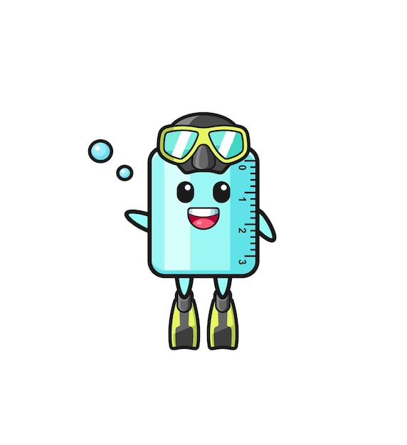 The ruler diver cartoon character  cute design