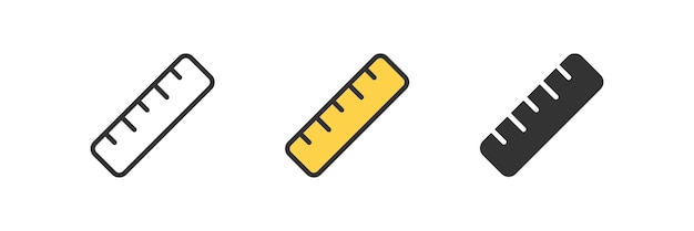 Vector ruler icon length symbol measure web sign line size illustration in vector flat